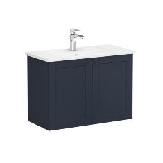 Vitra Root Classic 68650 Lavabo Dolabı, Kapaklı, 80 Cm, Dar, Mat Lacivert, Köşeli Lavabolu